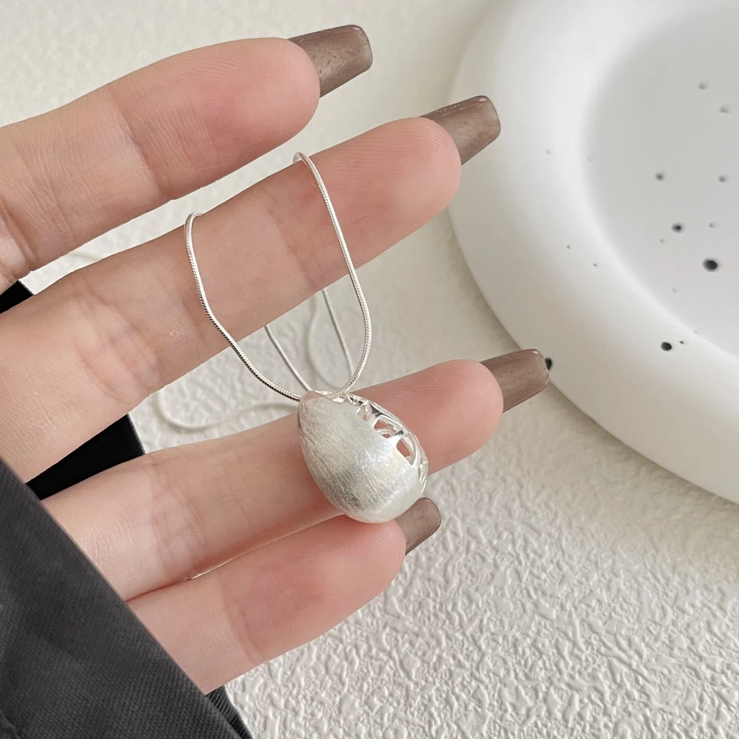 S925 Sterling Silver Fashion Classic Zircon Simple Pigeon Egg Drawing Necklace Factory Jewelry Wholesale