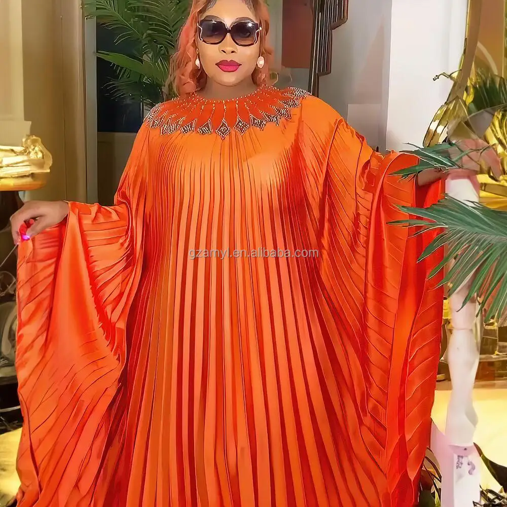 Cheap boubou women Fashion African Straight Dress Pleated with rayon Dress Designs Fat Ladies rhinestone Clothing Boubou Dress