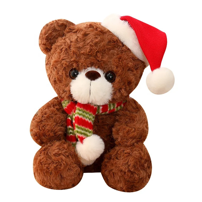 wholesale christmas decorations Christmas Cute Plush Hat and Scarf Animal Doll Gifts Christmas Home Decor Teddy Bear Plush Toy