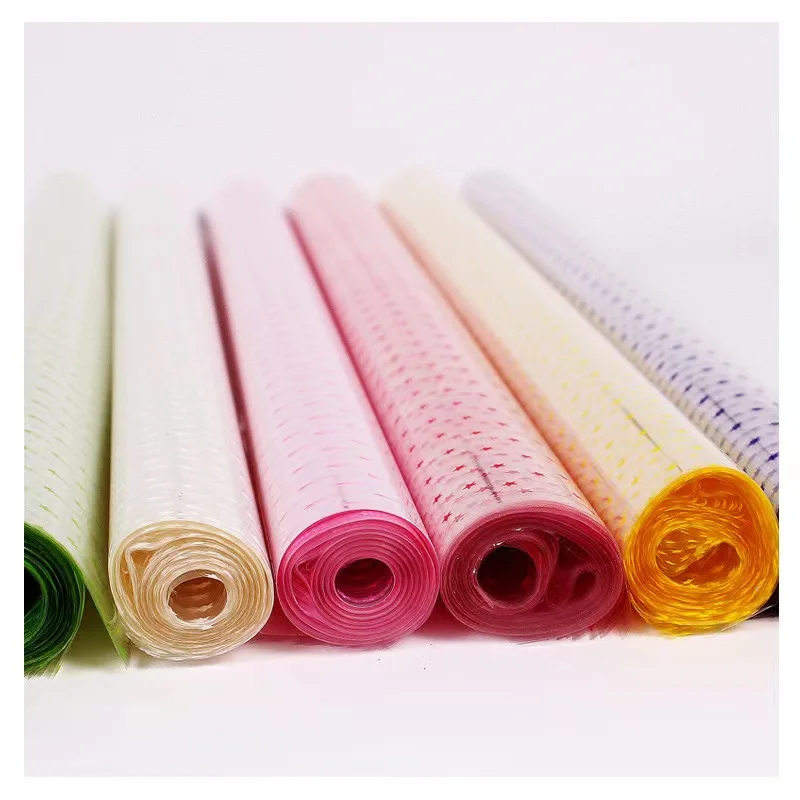 54*54 Cm/sheet Clear Papel Para Flores Star Pattern Cellophane Transparent Film Gift Candy Flower Wrapping Plastic Paper