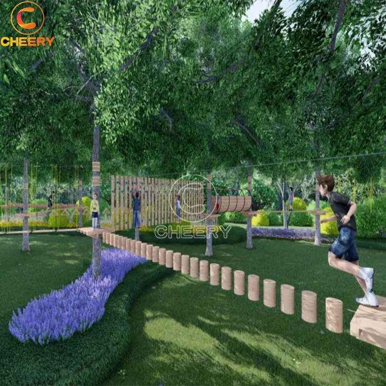 Funy and adventure forest outdoor rope course and climbing games