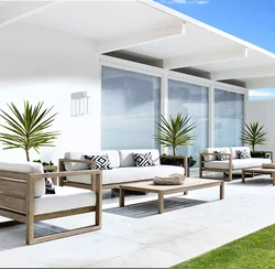 American Luxury Outdoor Wooden Sofa Furniture 4 Pieces Garden Sofa Set Villa Teak Sofa Sectional