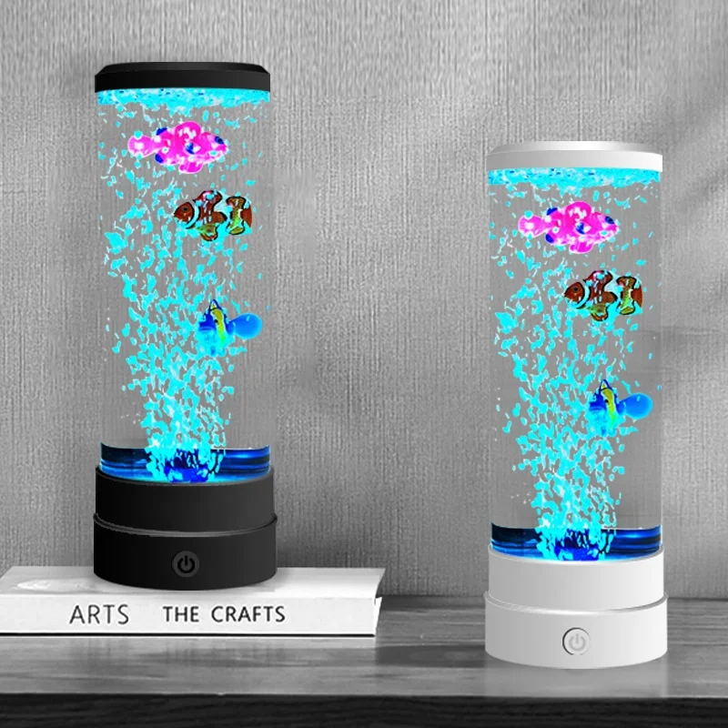Mini Fish Lava Lamp Bubble LED Multi-Color Changing Aquarium Light Fish Night Light for Home Office Living Room Decor