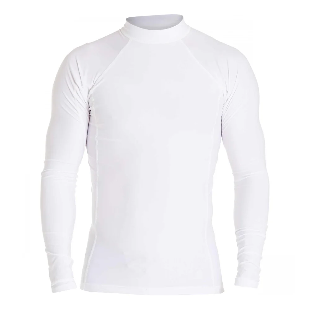 Customized Plain White Nylon Lycra Stretch Compression Fit Surfing Suit Diving Swimming Unisex Rash Guard