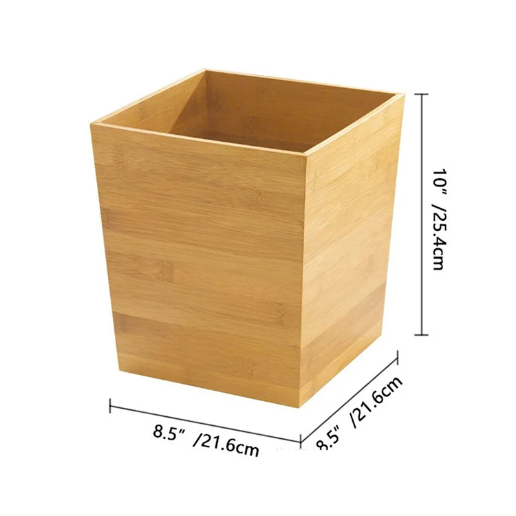 Wholesale Bamboo Waste Paper Bin Wood Under Desk Office Paper Recycling Basket Wooden Rubbish Trash Can