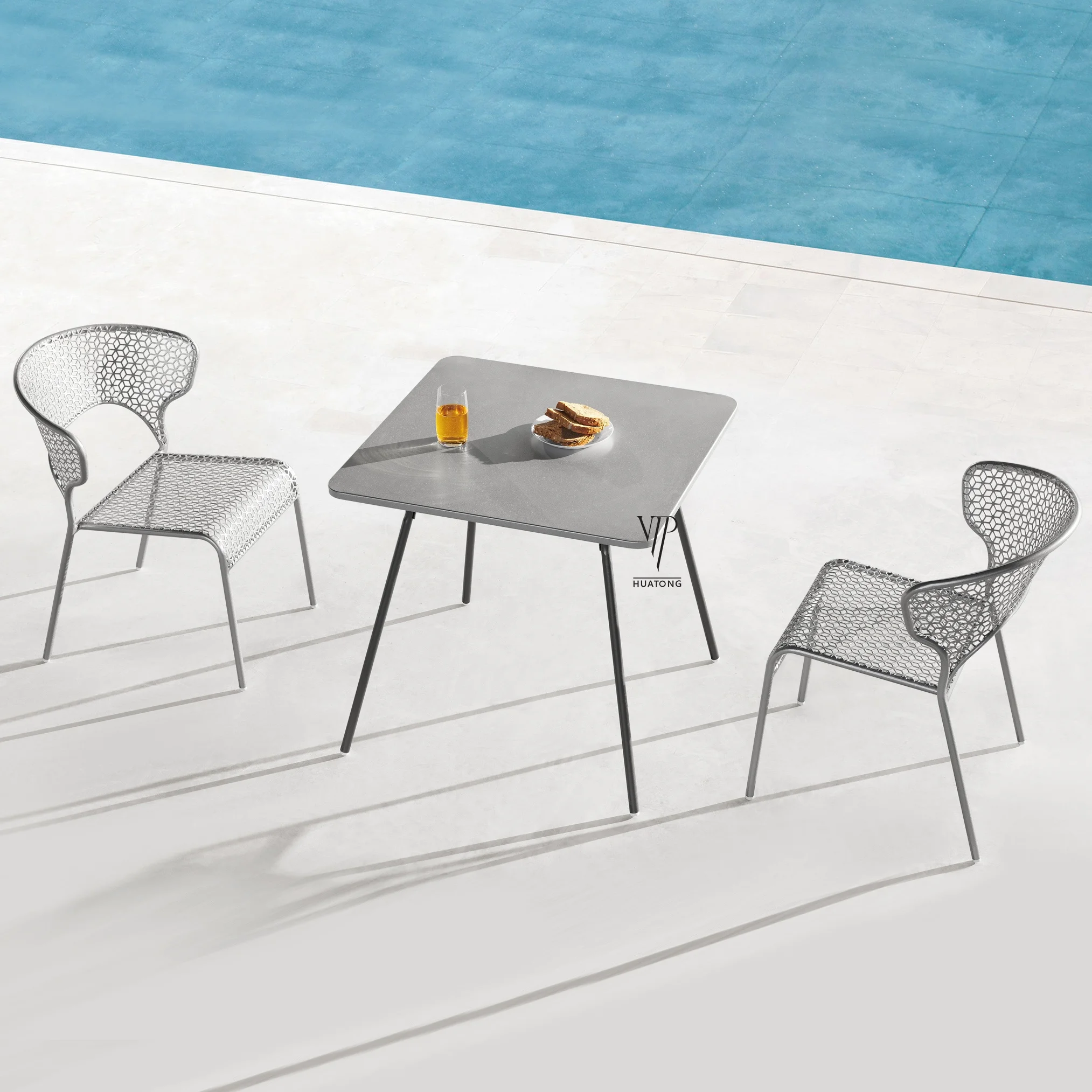 French bistro chairs outdoor restaurant furniture metal mesh cafe dining iron chair