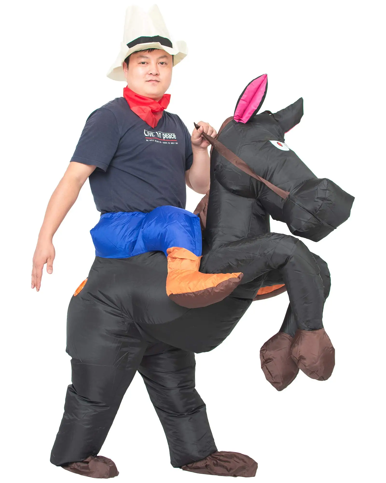 Wholesale 210T Free Size Walking Riding donkey Inflatable Costume suit
