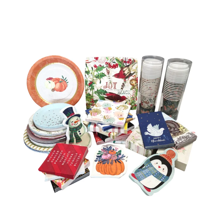 Custom  Disposable 33*33cm 3 Ply Printed Hot Stamping Gold Foiled Birthday Party Paper Napkins