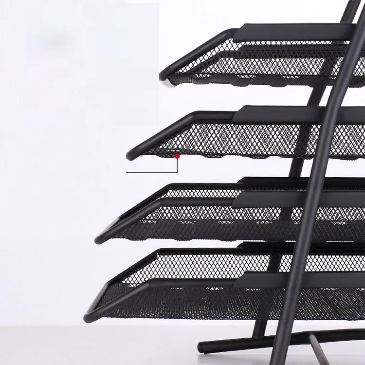 2022 New Black Metal Mesh Organizer Multi-layer Storage Rack Office Desktop Organizer With 4sliding Trays