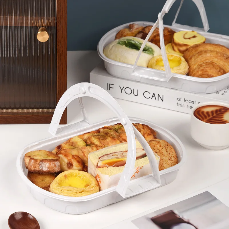 Disposable portable picnic box Afternoon tea dessert cake packing box Spring camping bento light food blister box