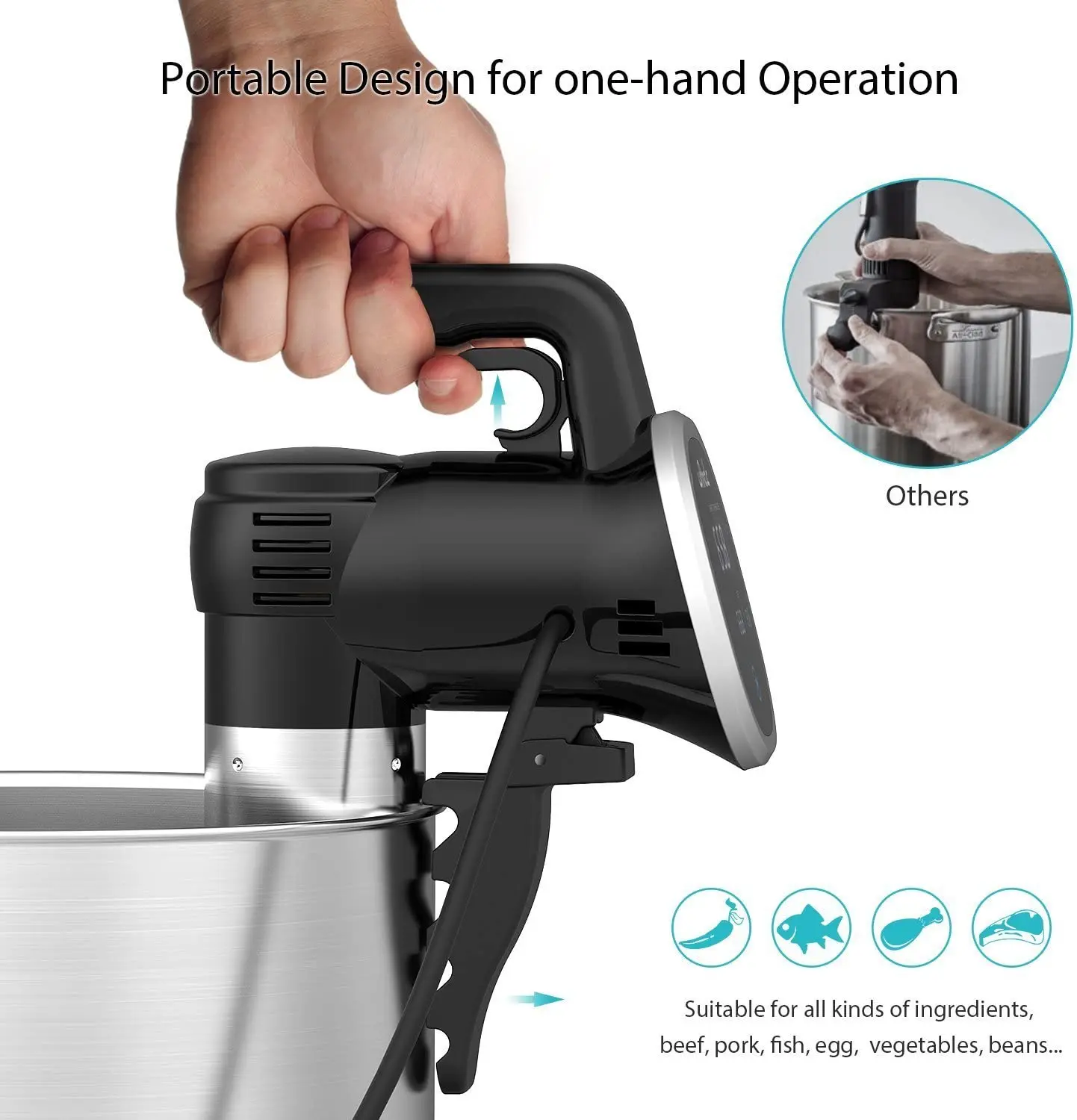 Hot sale Sous Vide Cooker Thermal Immersion Circulator with Recipe E-Cookbook Accurate Temperature Digital Timer Ultra-quiet OEM