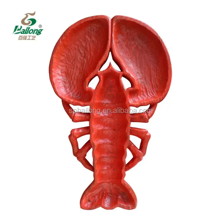 BSCI vintage rustic whale lobster fish shell nautical decorative pine small wooden trays