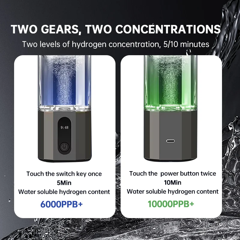 2025 New Factory Offer 2-in-1 Portable Hydrogen Generator Electric Hydrogen Water Bottles Cup 6000ppb Body Healthcare Gifts