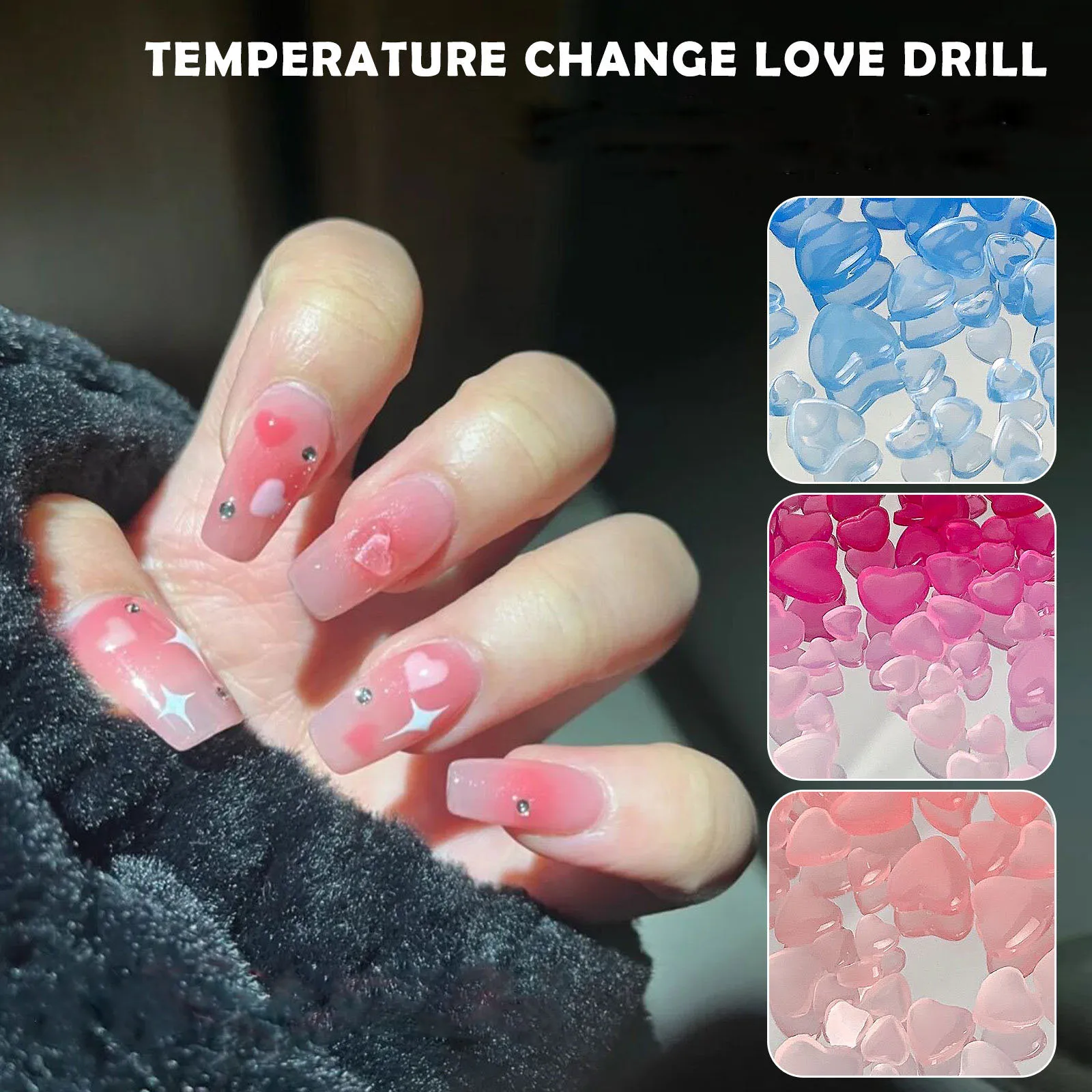 OEM INS color change nail sticker accessories wearing ABS nail products art designer false nail paste tool set in box