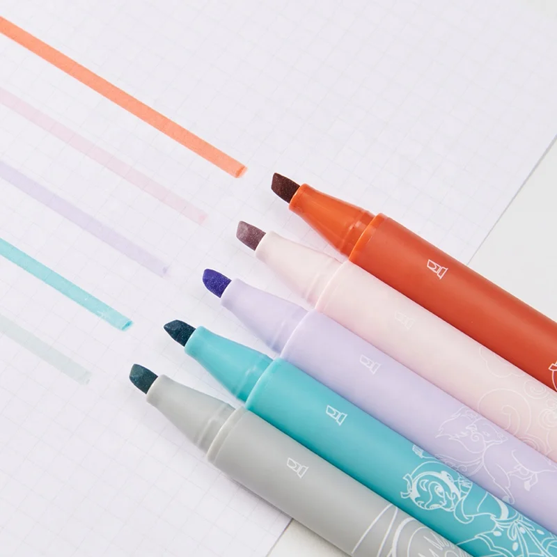 KACO Highlighter Permanent Marker Pen with Clip 5 Colors Assorted