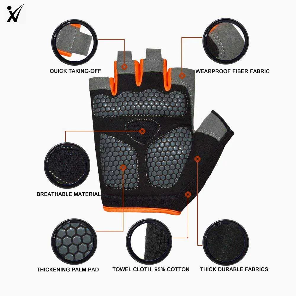 Wholesale  Outdoor Half Finger Bike Gloves Breathable Adjustable Cycling Gloves Lightweight Mountain Bike Gloves