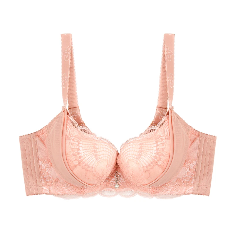 Lady Small Breasted Gather Floral Bra 32 Size Appliques Push Up Padded Bra Woman Underwire