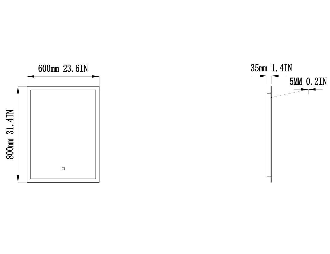 waterproof anti-fogging LED mirror bathroom 5MM environmental protection square silver led mirror with led light