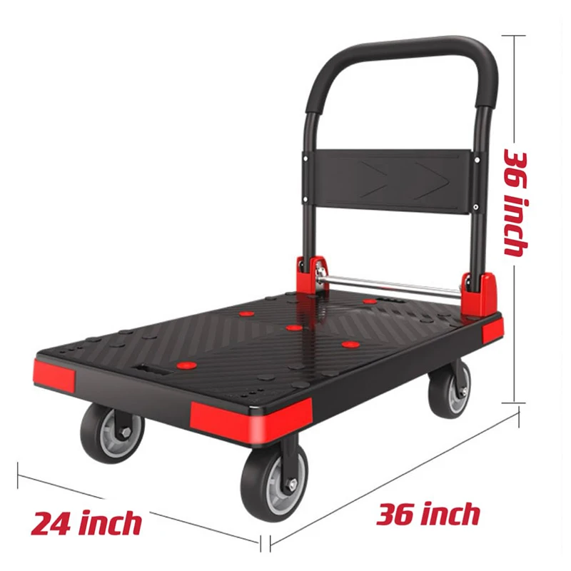 Four-Wheeled Platform Trolley Silent Trolley Steel Plastic Shopping Tool Industrial Use Oem Customizable Storage Trolley