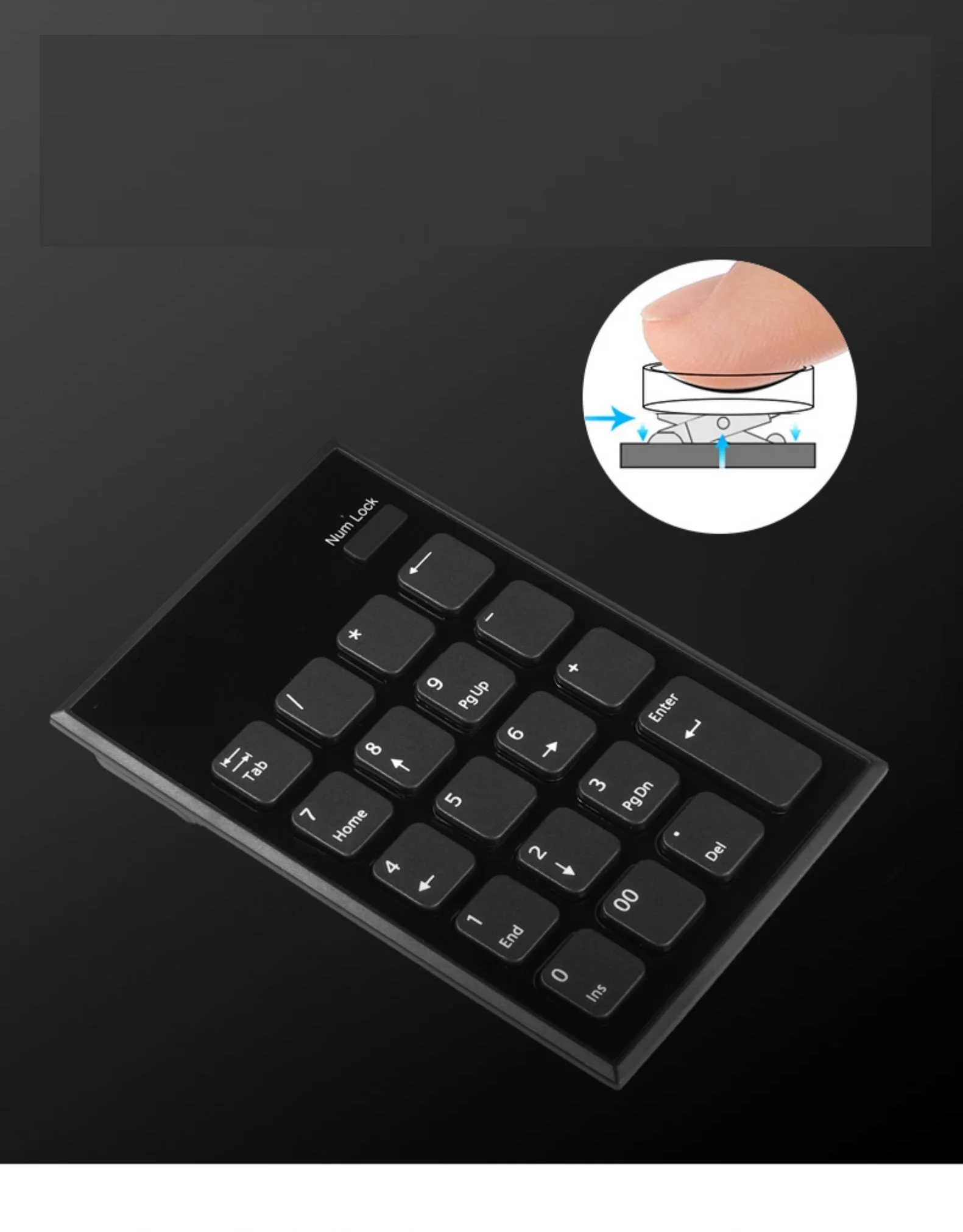 
USB Number Pad, Ultra Slim Numeric Keypad 19 Keys USB Numeric Keyboard for Laptop, PC:Black 