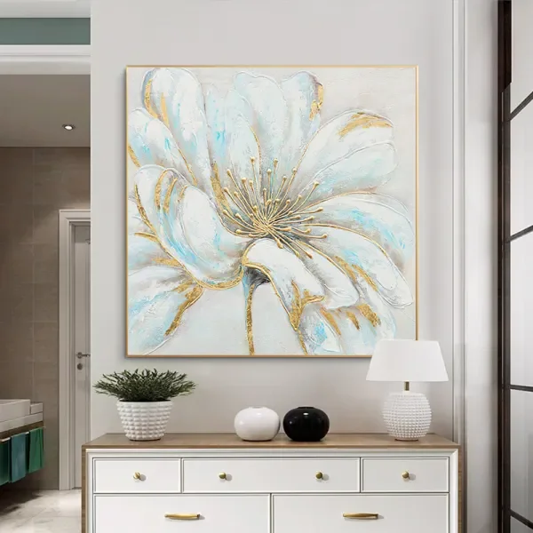 Custom made hand painted painting decorative oil colour art paintings  chinese painting flowers for house decoration