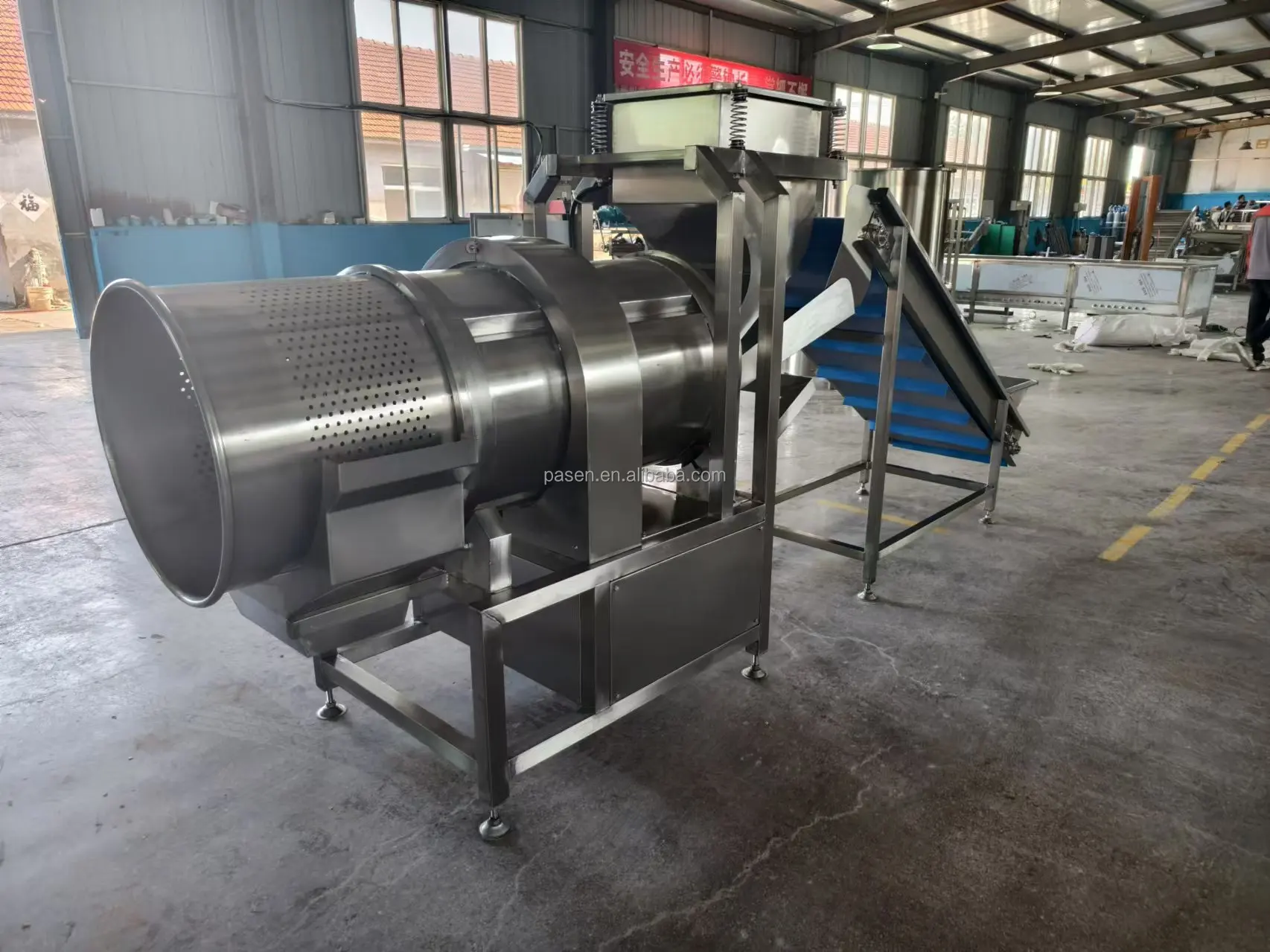 Banana Chips Nuts Roasting And Flavoring Machine Single Roller Seasoning Tumbler Seasoning Machine