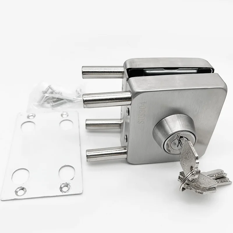Low MOQ stainless steel door lock for sliding glass door track office shop sliding glass door latch lock