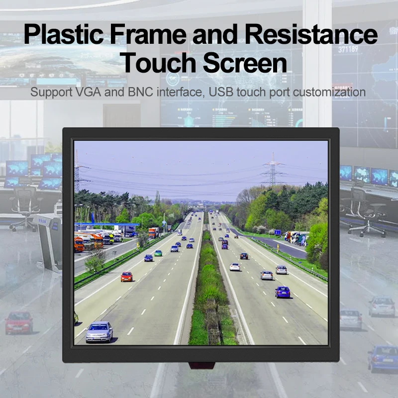 Industrial Grade 17 inch 1280*1024 LCD monitor plastic frame 4 channels security monitoring display For Security