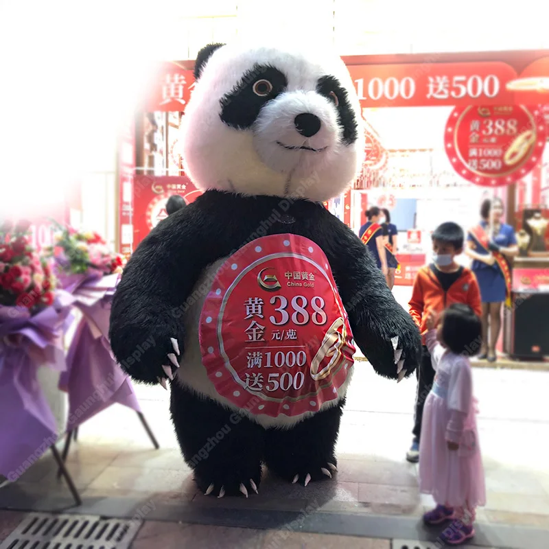 
OEM Custom advertising inflatable cartoon panda costume inflatable Cartoon character Fur Mascots Costumes for party 