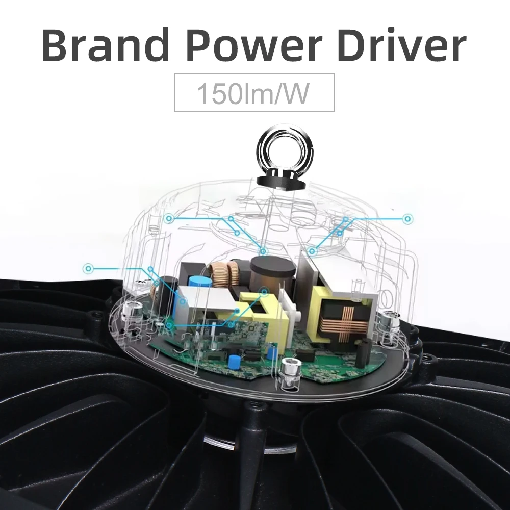 KCD High Efficiency High Lumen Saving Energy UFO Warehouse Supermarket Industrial 150 Watt Aluminum Reflector LED High Bay Light