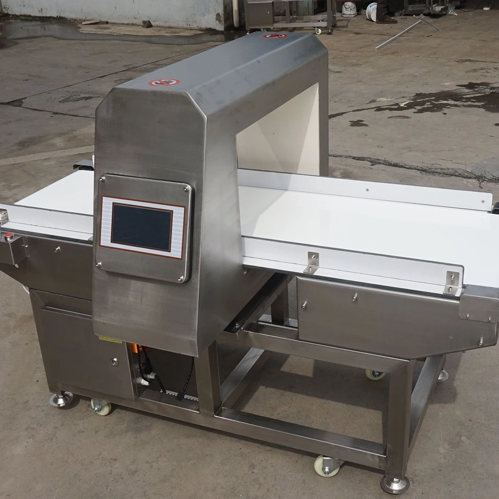 Metal detection conveyor malaysia for snack ,fish,shrimp , coffee, dough,chicken legs,salad,juice,wafers biscuits