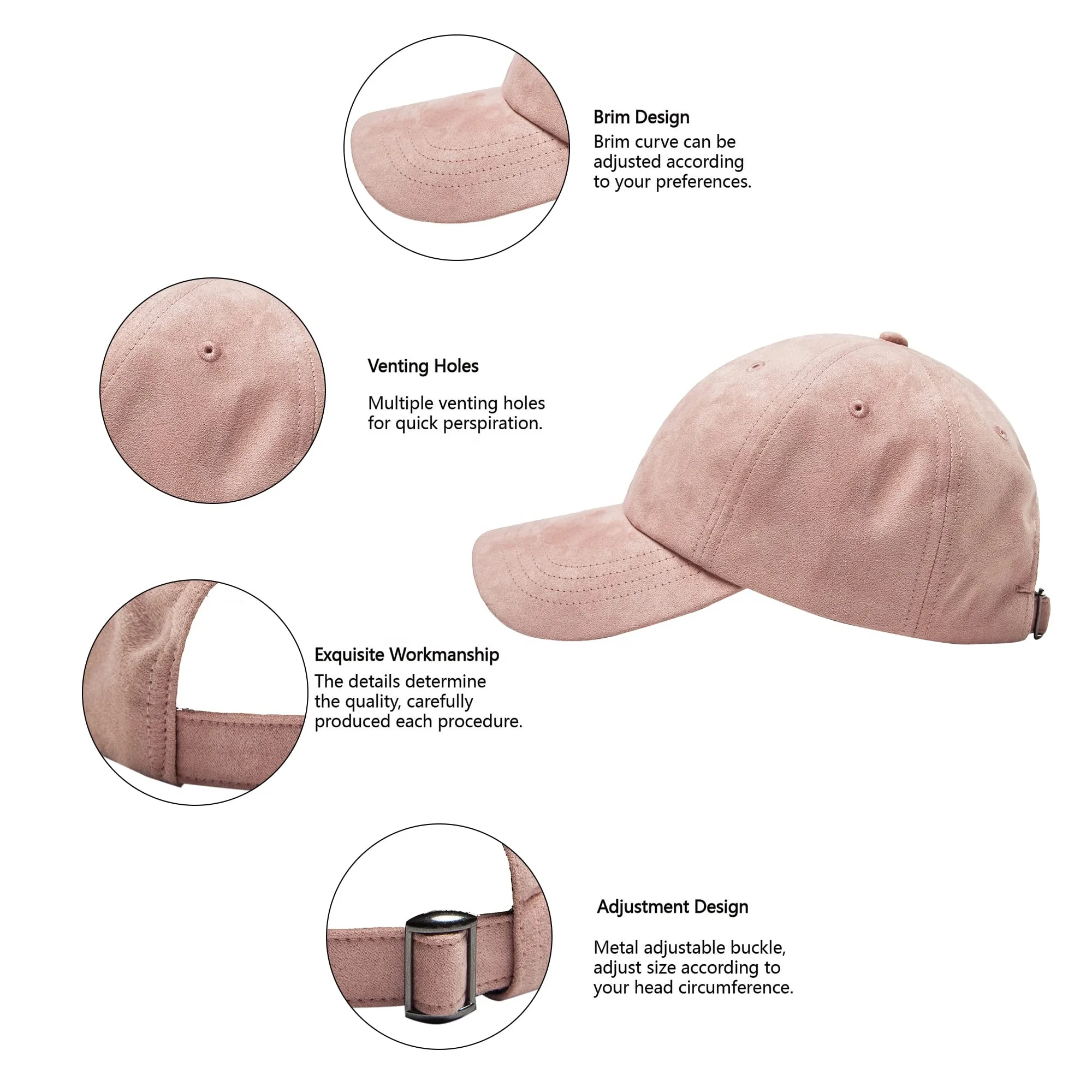BSCI Manufacturer Custom Unisex Mens Dad Hat Gorras Fitted Plain Suede Baseball Cap