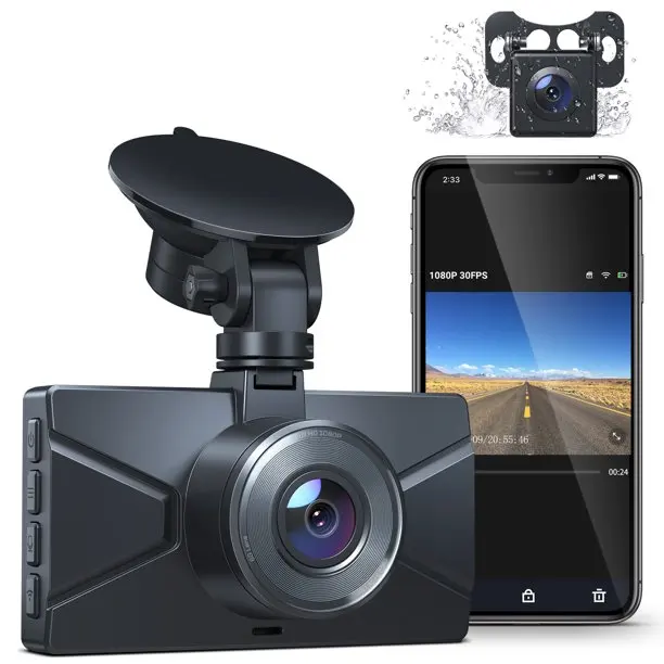 3 inch night vision Dual Lens Dashcam front inside and rear wifi dvr video dash cam dual car dash camera