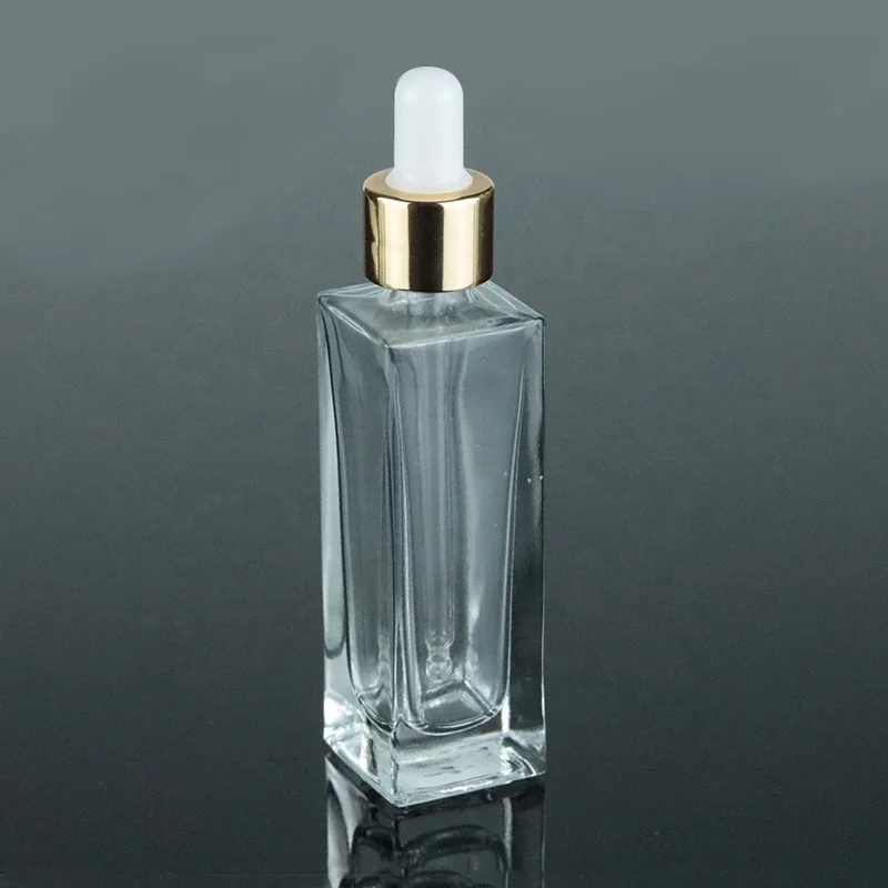 
1 oz 30ml Flat Shoulder Square Serum Dropper Bottle Rectangular Glass Bottle (GSA18) 
