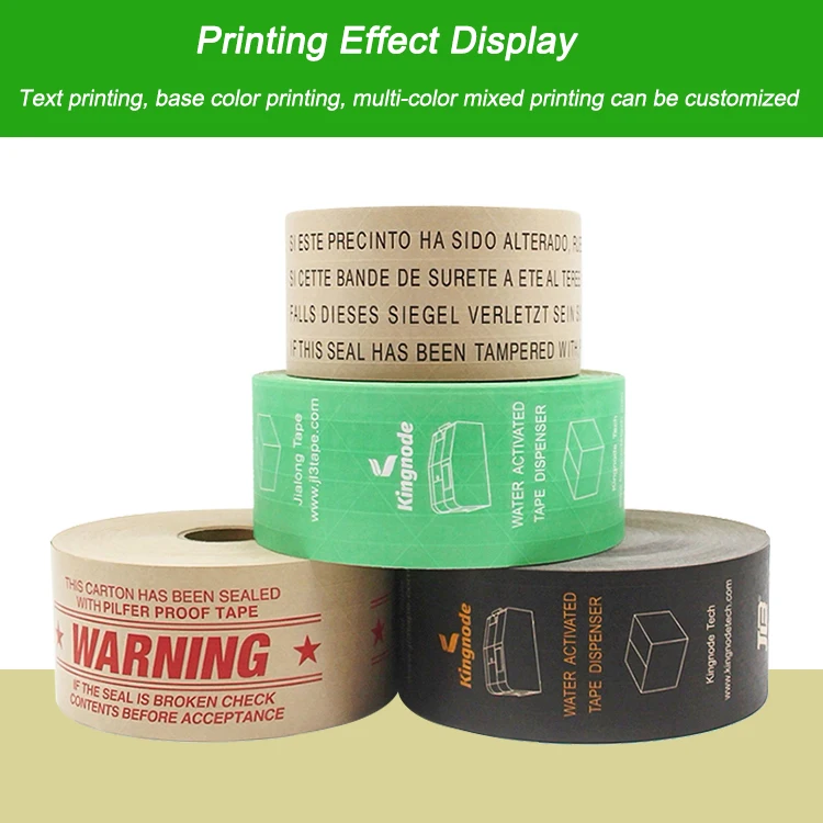 JL3 Manufacturer Wholesale Custom Water-Activated Gummed Adhesive Packaging Kraft Paper white Kraft Paper 50mm Reinforced Tape