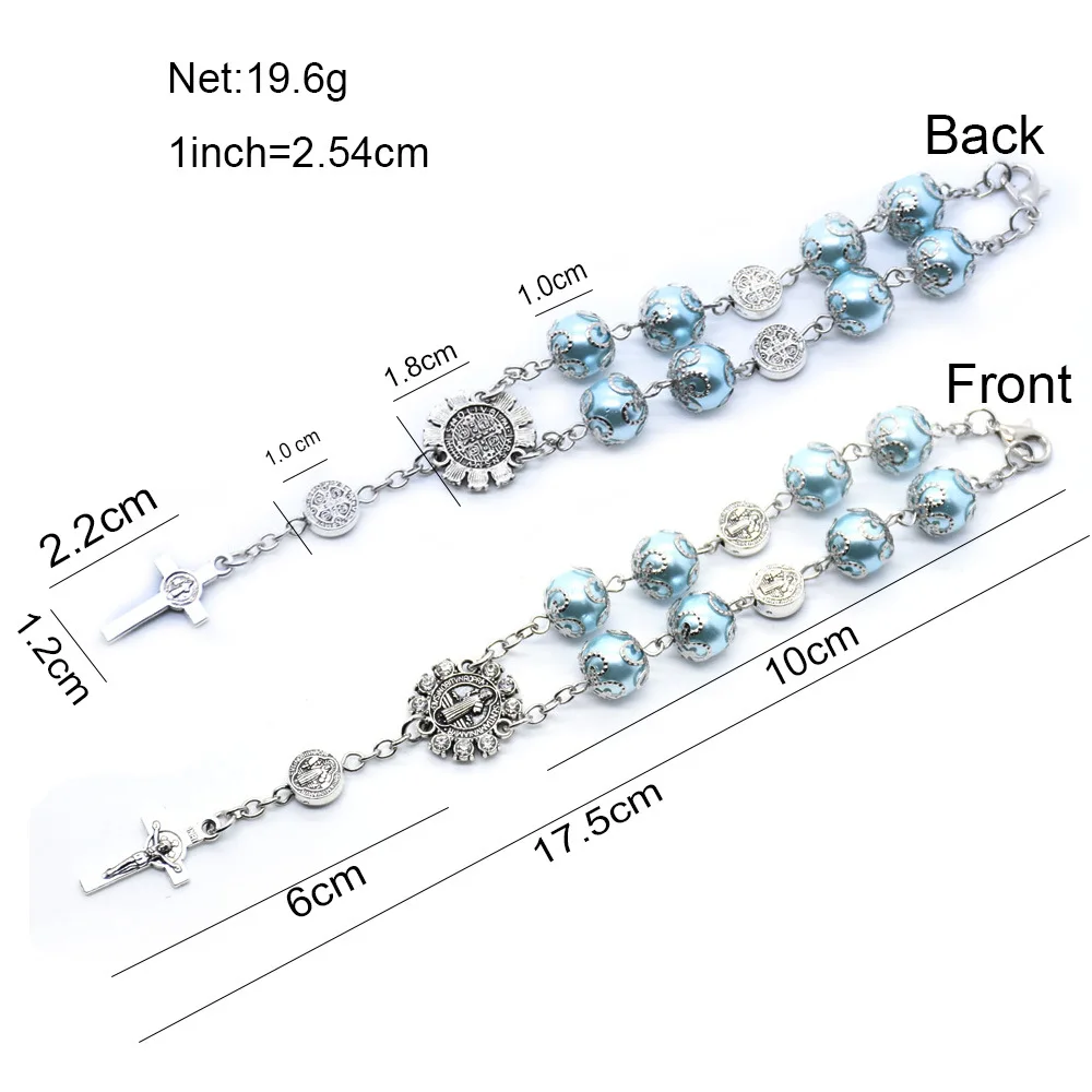 Wholesale Prayer Rosary Bracelet Cross Charm L Benedict Full Drill Car Pendant Decorative Beaded Rosary