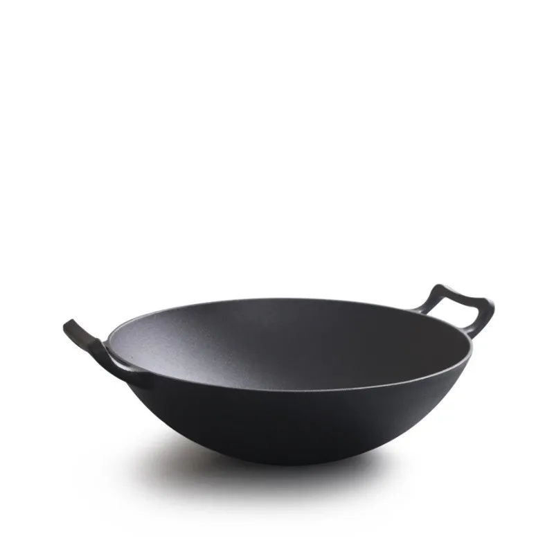 High Quality Both-handle Chinese Wok 32cm for Stove Cast iron high quality wok cast iron cookware fry and saute wok