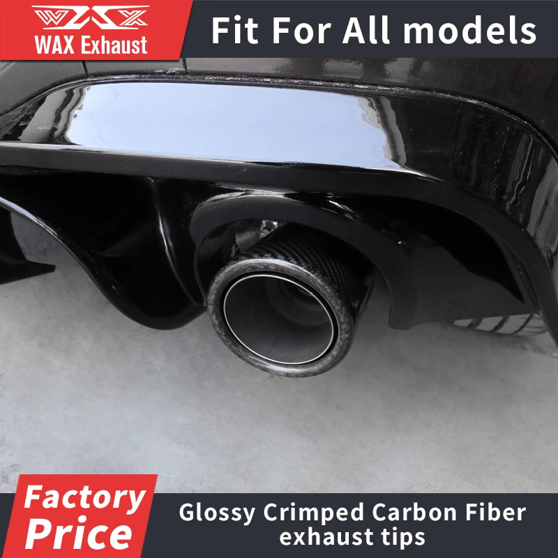 Auto Carbon Fiber Glossy Black Tailpipe Stainless Steel Exhaust Tips Exhaust Muffler Pipe Exhaust Tips