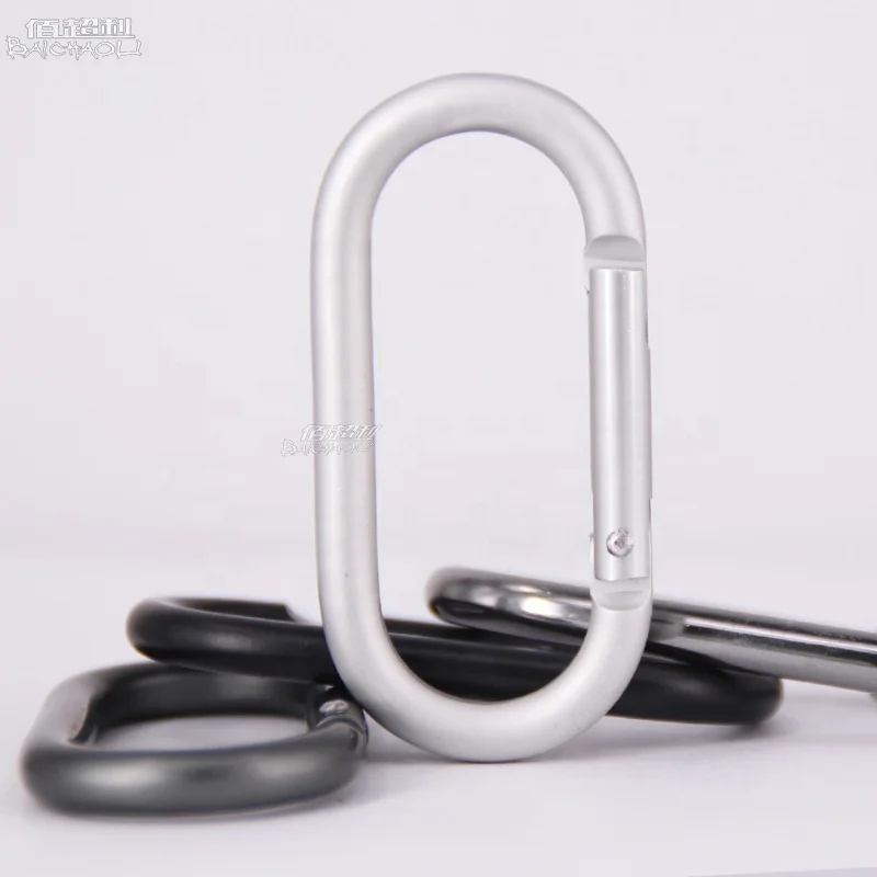 Baichao wholesale 7# O shaped Aluminum alloy metal lightweight engraved logo snap carabiner hooks for airpods or camping hiking