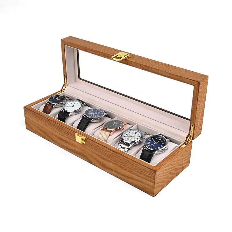 Spot Wholesale 6 -digit Watch Box Retro Wood 6 Grid Watch Collection Display Box Watch Box