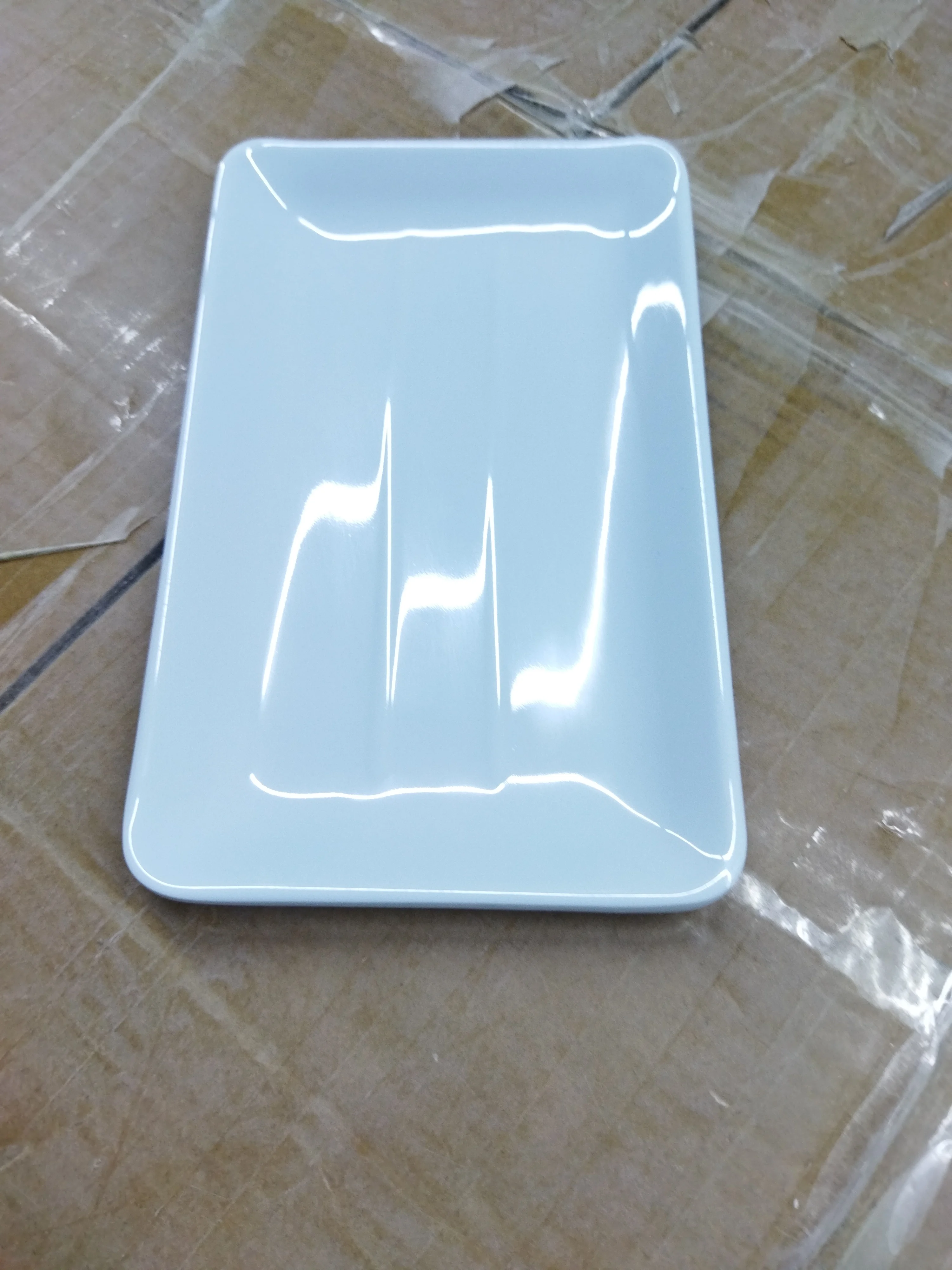 Factory melamine A5 plastic hot pot customized long dish plate tableware snack white rectangular plate