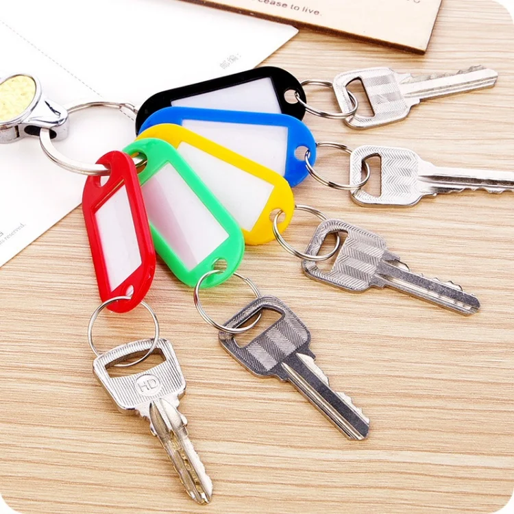 Accepted Customization Multi Colors Plastic Key Label Name Key ID Labels With Split Ring Keychain Key Tags Holder In Workplace