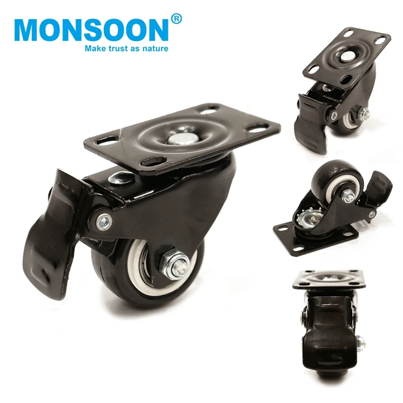 Furniture plastic locking office chair caster wheel replacement 3 inch roller blade chair wheel with brake