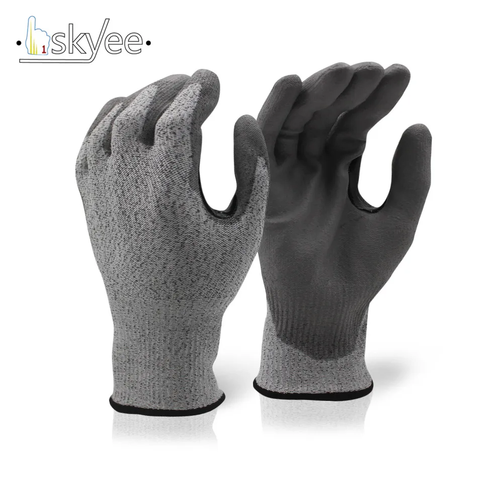 SKYEE custom logo hppe coated nylon fabric anti slip oil resistance construction garden work gloves for car repair