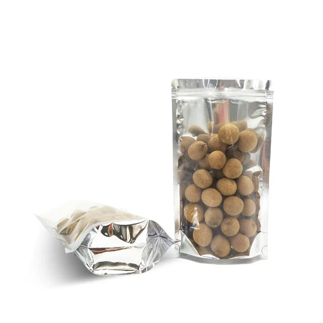 custom printed packaging aluminum foil stand up transparent pouch with window for food