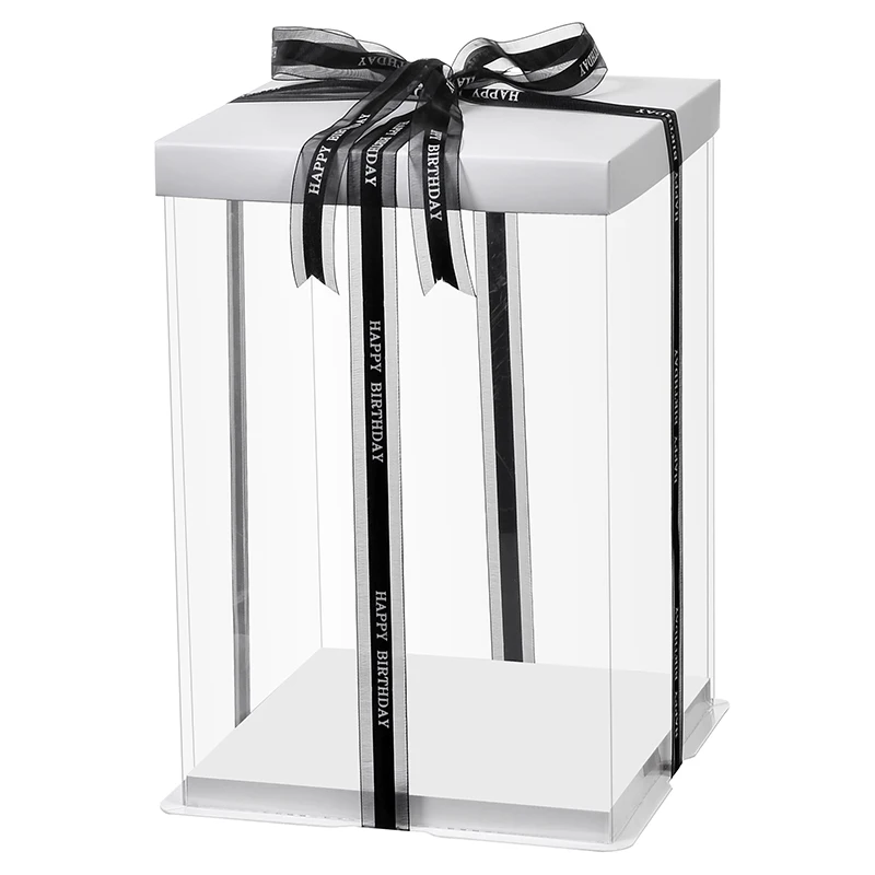 301 KCCB wholesale  cake box clear square birthday  transparent plastic multicolor cake box  custom with logo plastic cake boxes