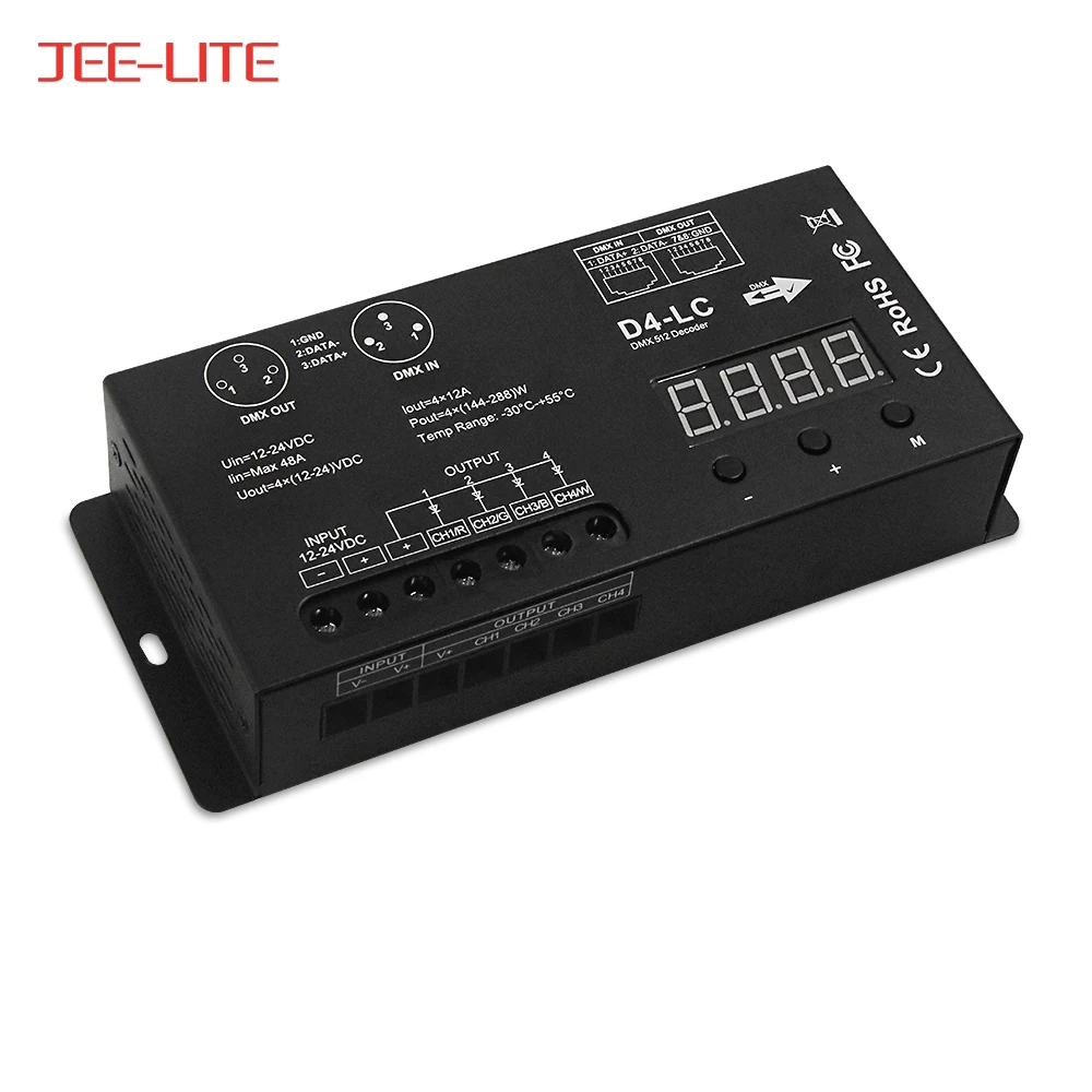 New product high power 4 channels RGBW decoder for digital display constant voltage DMX512 decoder