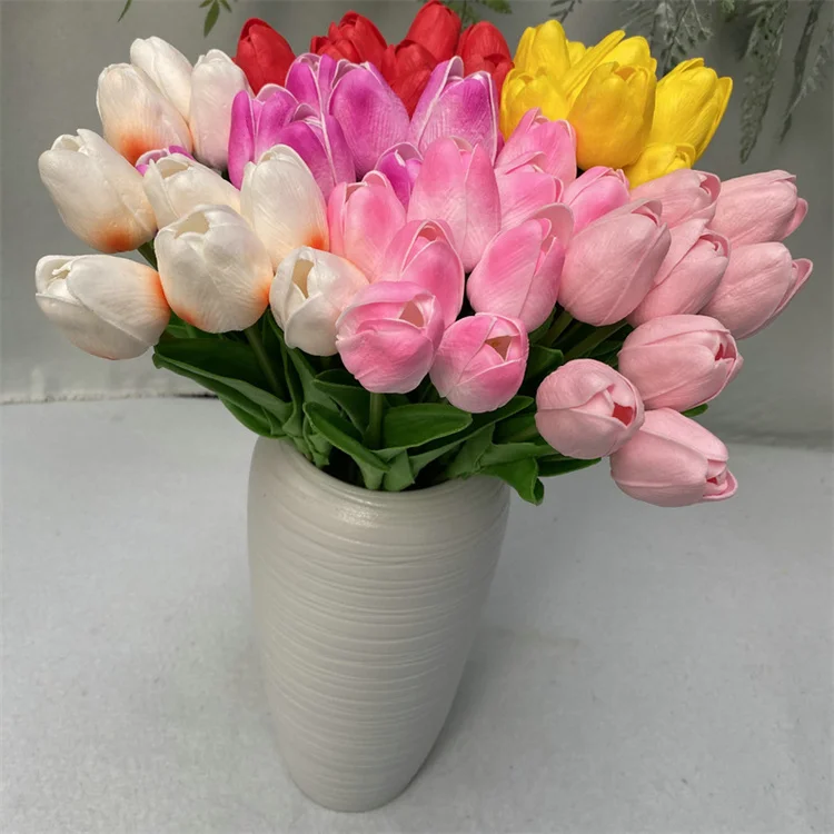 B-2223 Cheap Artificial Tulip White Tulips Latex Real touch Tulips for home decor