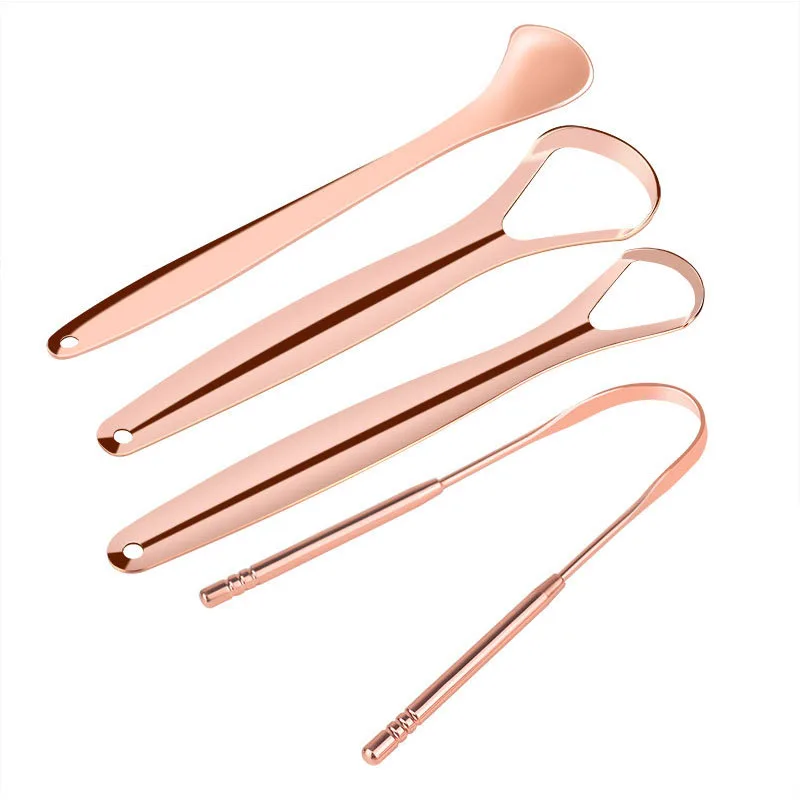 Custom Tongue Scraper Set Stainless Steel Cleaner Set Tongue Scraper Tongue Brush With Iron Case