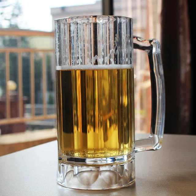 16oz BPA Free Thick Plastic Striped Beer Mug